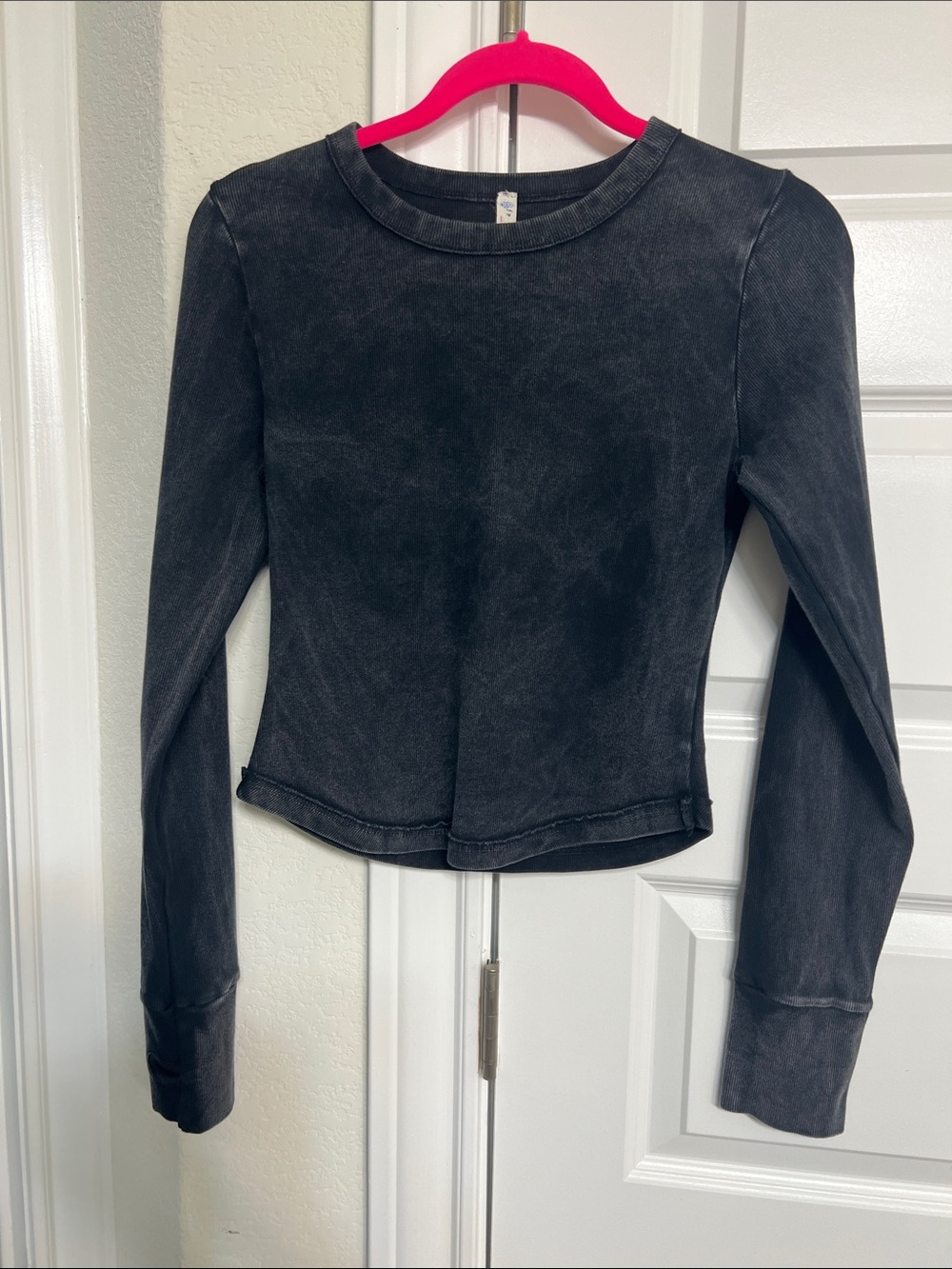 FP Movement by Free People Washed Black Crewneck Long Sleeve Tee